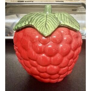 House of Webster Vintage Ceramic Red Raspberry Cookie Jar Eastland Texas 1960's